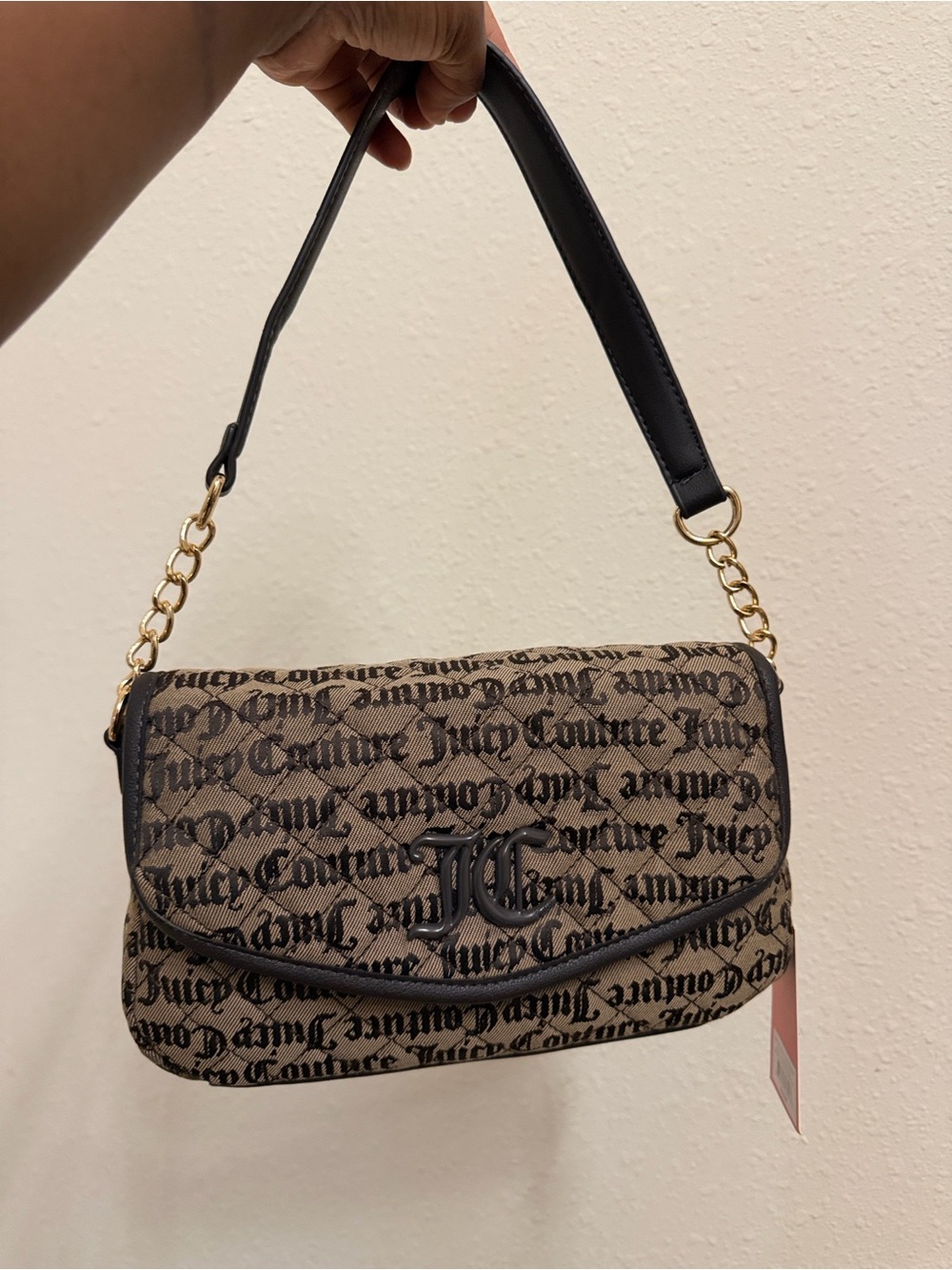 Juicy Couture Brown Logo Shoulder Bag with Black Trim